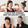CHARM Mens Sports Headband 2-Pack - Towel Bandana Sweat Wicking Pair Active Wear Black view 3