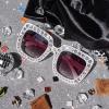 TruFabV Bling Bedazzled Elton Sunglasses Womens Mens, 70s Disco Rhinestone Glasses Sparkly Glitter Diamond Festival Shades (4 - White) view 3
