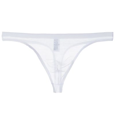 Faringoto Men's Mesh Sheer Lingerie Slim Thong Bag Breathable Men's Briefs White