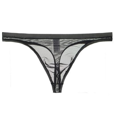 Faringoto Gay Men's Underwear Sheer Mesh Bag Bag Low Waist Thong Large Black