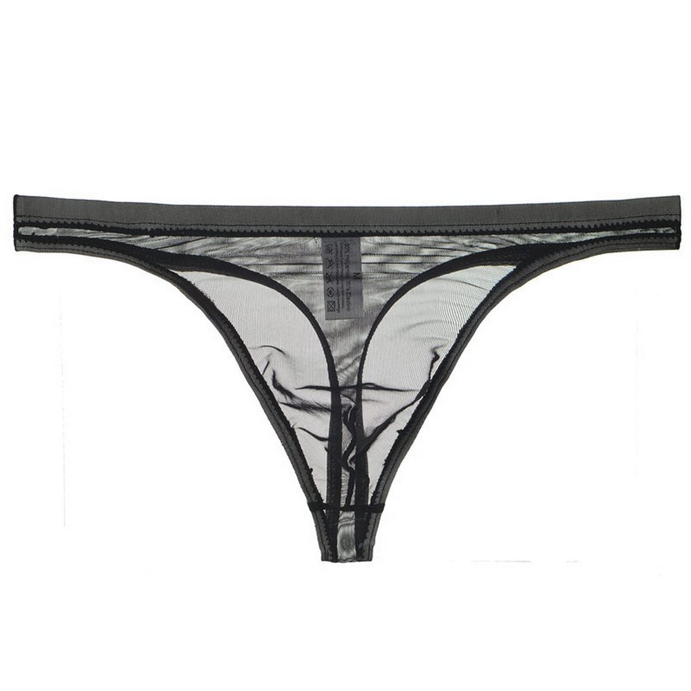 Faringoto Gay Men's Underwear Sheer Mesh Bag Bag Low Waist Thong Large Black