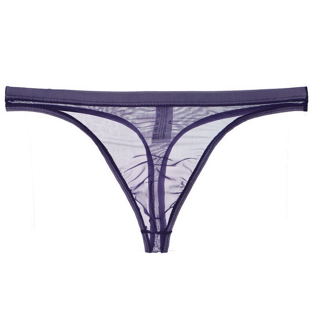 Faringoto Breathable Low Waist Mesh Breathable Men's Underwear Panties Purple