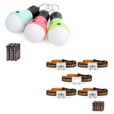 EverBrite 3-Pack Camping Lights and 5-Pack LED Headlamps