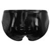 Hedmy Men Shiny Glossy Sexy Bulge Pouch Panties Gay Underwear Bikini Briefs Thongs G-String Swimsuit Black A X-Large view 2