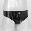 Hedmy Men Shiny Glossy Sexy Bulge Pouch Panties Gay Underwear Bikini Briefs Thongs G-String Swimsuit Black A X-Large view 4