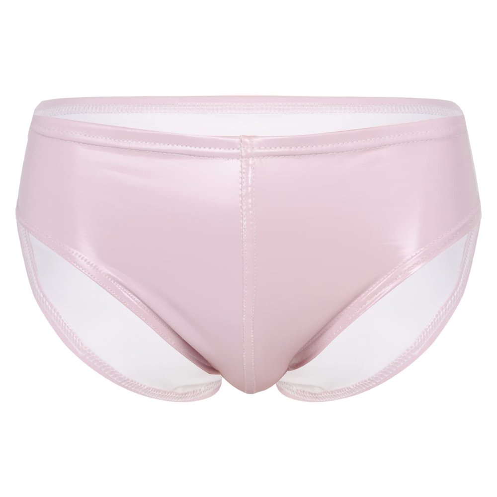 Hedmy Men Shiny Glossy Sexy Bulge Pouch Panties Gay Underwear Bikini Briefs Thongs G-String Swimsuit Pink 3X-Large
