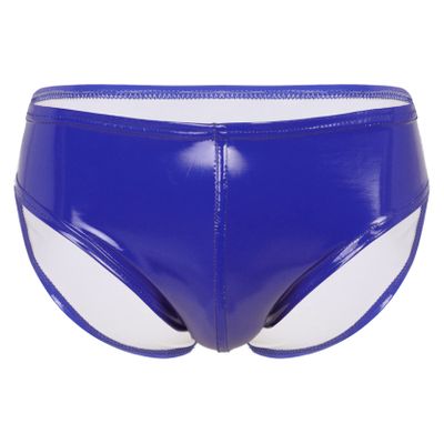 Loloda Men Shiny Liquid Metallic Underwear Bikini Swimsuit Bulge Pouch Swim Trunks Silver XX-Large