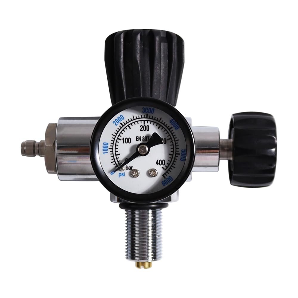 TUXING 6000PSI High Pressure PCP Paintball Fill Station, 6000PSI Gauge, Stainless Steel Valve HPA CO2 Tank DIN Charging System (M18*1.5)