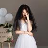 JIAHG Catholic Tulle Black Wedding Veil 2 Tier with Comb Gothic Latin Mass Mantilla Halloween Lolita Costume Party Bridal Veils view 3