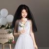 JIAHG Catholic Tulle Black Wedding Veil 2 Tier with Comb Gothic Latin Mass Mantilla Halloween Lolita Costume Party Bridal Veils view 4