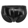 Loloda Men Shiny Liquid Metallic Underwear Bikini Swimsuit Bulge Pouch Swim Trunks Black A Large view 1