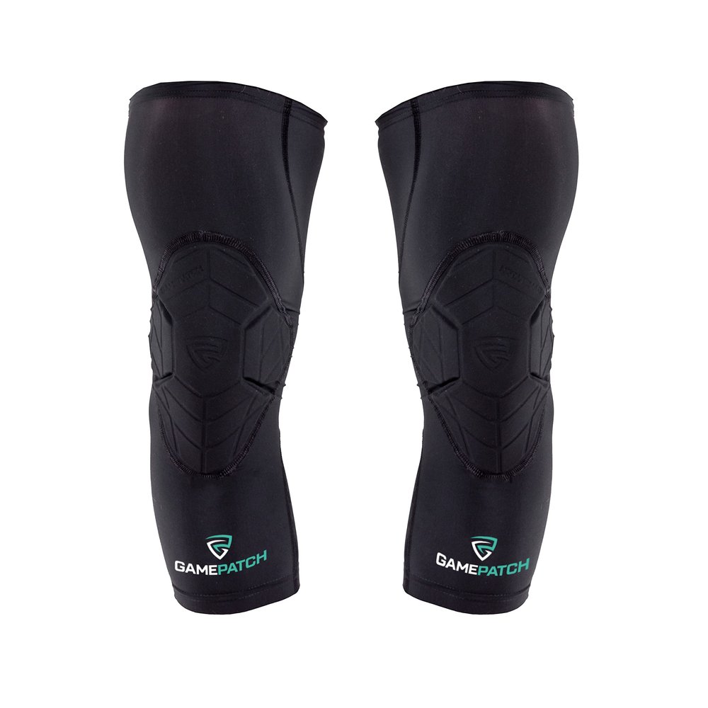 Gamepatch Knee Pads | Compression Sleeve Joint Protection | Shock Absorbing Technology | Men Women Kids, Black, Size L