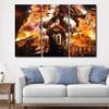Canvas Wall Art Boys Room Decor Fire Dragon Lionel Messi Pictures 3 Piece Canvas Wall Art Inspirational Poster House Decor Print for Room Bedroom Living Room Decor Framed Ready to Hang 60x40 in view 3