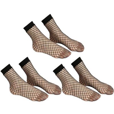 TOSSPER 3 Pairs Women Black Fishnet Socks Elastic Ankle Short Socks Hollow Out Mesh Net Socks Tights for Summer Wear