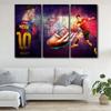 3 Panel Lionel Messi Poster Canvas Wall Art Sports Theme Wall Creative Art Paintings Modern House Decoration Canvas Wall Decor for Living Room Bedroom Posters Prints Framed Ready to Hang 60x40 in view 3