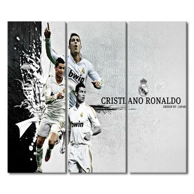 Cristiano Ronaldo Dos Santos Aveiro Canvas Wall Art World Cup Footballer Pictures Paintings 3 Pieces Large Wall Art Wrapped Posters for Living Room Office Prints Framed Ready to Hang 42x28 in