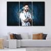 Football Stars Lionel Messi Wall Art Decor 3 Panels Lionel Messi Figure Picture Inspirational Poster Modern Wall Decor for Dormitory Boys Bedroom Print Stretched and Framed Ready to Hang 60x40 in view 3