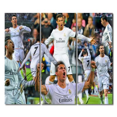 Famous Football Superstar Paintings 3 Piece CR7 Cristiano Ronaldo Paintings Canvas Art Wall Decor Modern Wall Decor Artwork Giclee for Living Room Posters Prints Framed Ready to Hang 60x40 in
