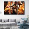 3 Piece Canvas Wall Decor Soccer Sports Poster Lionel Messi Fire Dragon Pictures Cool Paintings Artwork Canvas Print for Room Bedroom Living Room Office Decorations Framed Ready to Hang 42x28 in view 1