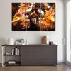 3 Piece Canvas Wall Decor Soccer Sports Poster Lionel Messi Fire Dragon Pictures Cool Paintings Artwork Canvas Print for Room Bedroom Living Room Office Decorations Framed Ready to Hang 42x28 in view 3