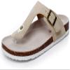 Asifn Women Slide Men Cork Sandal Flat Adjustable Leather Casual Open Toe Shoes Flip-flops Summer 10.5 Men White