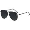 ANDWOOD Oversized Aviator Sunglasses for Women Men Big Large Rimless Metal Frame with Spring Hinges Sun glasses Black Shades view 1