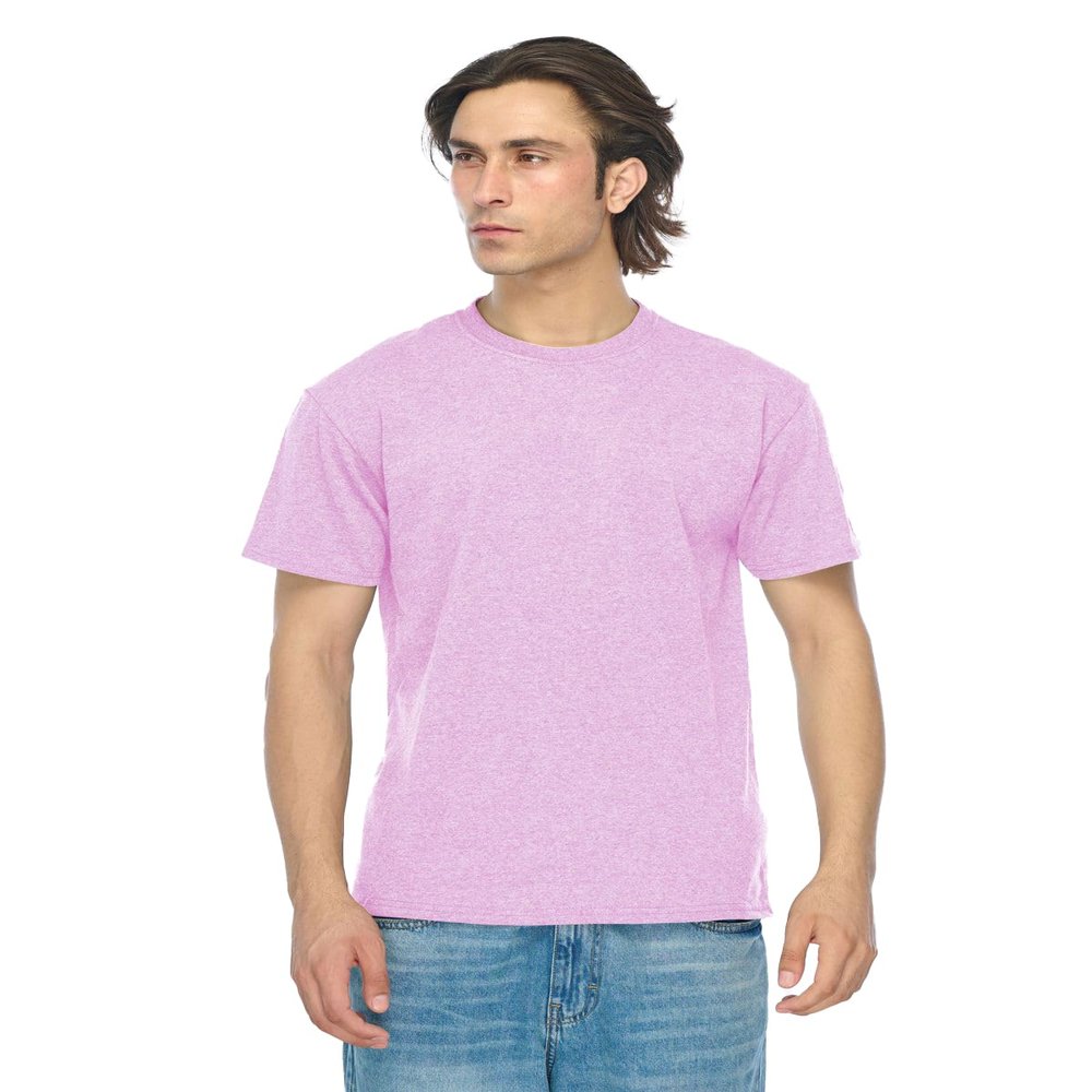 JustBlanks Mens Short Sleeve Tee Dri-Power Active 50/50 Cotton/Polyester Athletic Performance Crew T-Shirt for Men Classic Pink