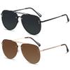 ANDWOOD Oversized Aviator Sunglasses for Women Men Big Large Rimless Metal Frame with Spring Hinges Sun glasses Polarized Black Brown Shades