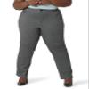 Lee Women's Plus Size Wrinkle Free Relaxed Fit Straight Leg Pant, Black/White Rockhill Plaid, 22 Plus Long view 1