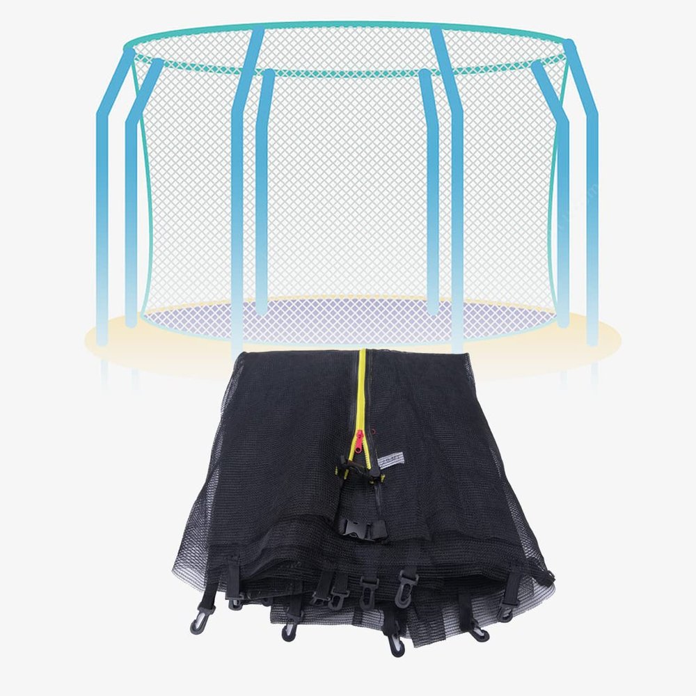 JIUYEKEW Trampoline Net Replacement, Safety Net Enclosure for 6/8/10/12/13/14/16 FT with 6 or 8 or 12 Poles, Breathable, Tear-Resistant, Weather-Resistant (Net Only) (14FT / 427cm - 8 Poles)