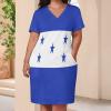 Adugen Origei Honduras Flag Loose Pocket Dress Womens Dresses Summer Dress for Women Casual T-Shirt Dress L view 2