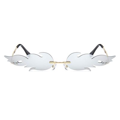 Lipfer Fire Flame Sunglasses Women Men Rimless Wave Glasses Eyewear Narrow Glasses