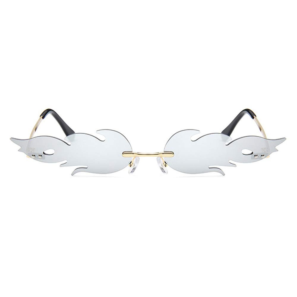 Lipfer Fire Flame Sunglasses Women Men Rimless Wave Glasses Eyewear Narrow Glasses