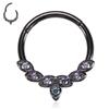Daith Earrings Surgical Steel 16G Septum Jewelry Black Septum Ring Hoop Hinged Segment Seamless Clicker Ring Rook Earrings Tragus Hoop Conch Helix Piercing Jewelry 8mm with Rainbow CZ view 1