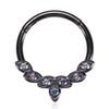 Daith Earrings Surgical Steel 16G Septum Jewelry Black Septum Ring Hoop Hinged Segment Seamless Clicker Ring Rook Earrings Tragus Hoop Conch Helix Piercing Jewelry 8mm with Rainbow CZ view 3
