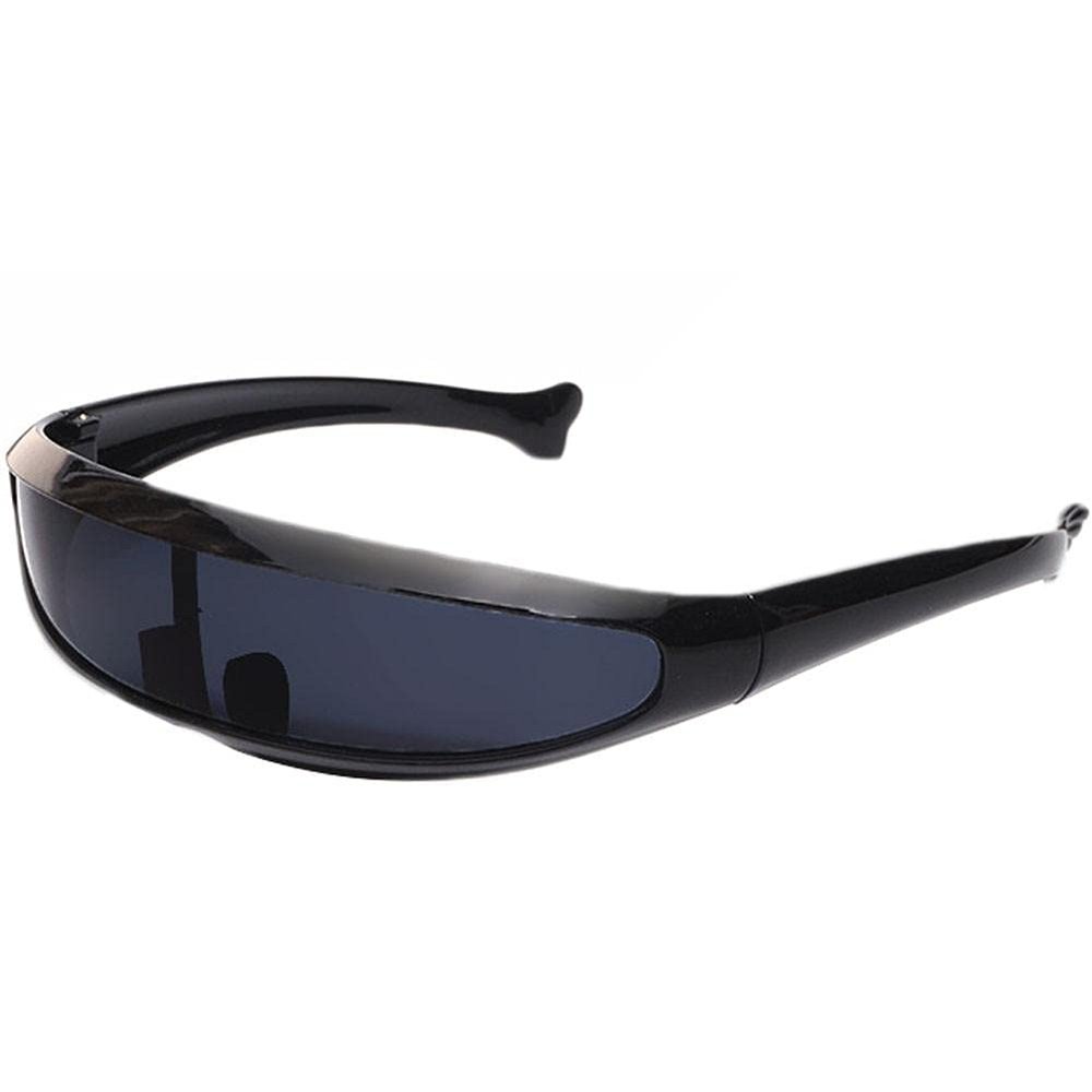 Lipfer Glasses Mirrored Narrow Single Lens Robot Futuristic Sunglasses Cosplay Costume Eyeglasses Photo Props