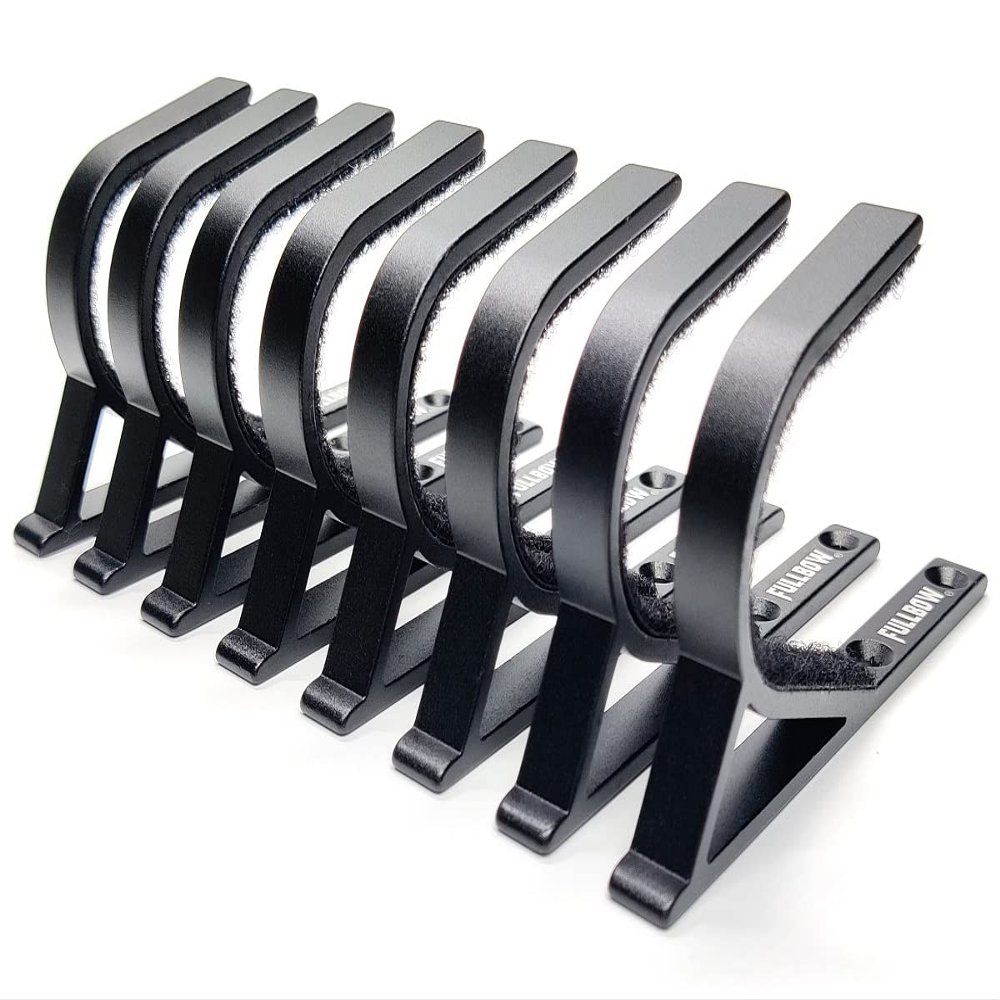 FULLBOW Gun Rack Wall Mount, Horizontal Gun Hooks for Wall, Durable Aluminum Shotgun Hangers/Holders for Storing Rifles, Shotguns, Bows and More Firearms (4 Pairs)
