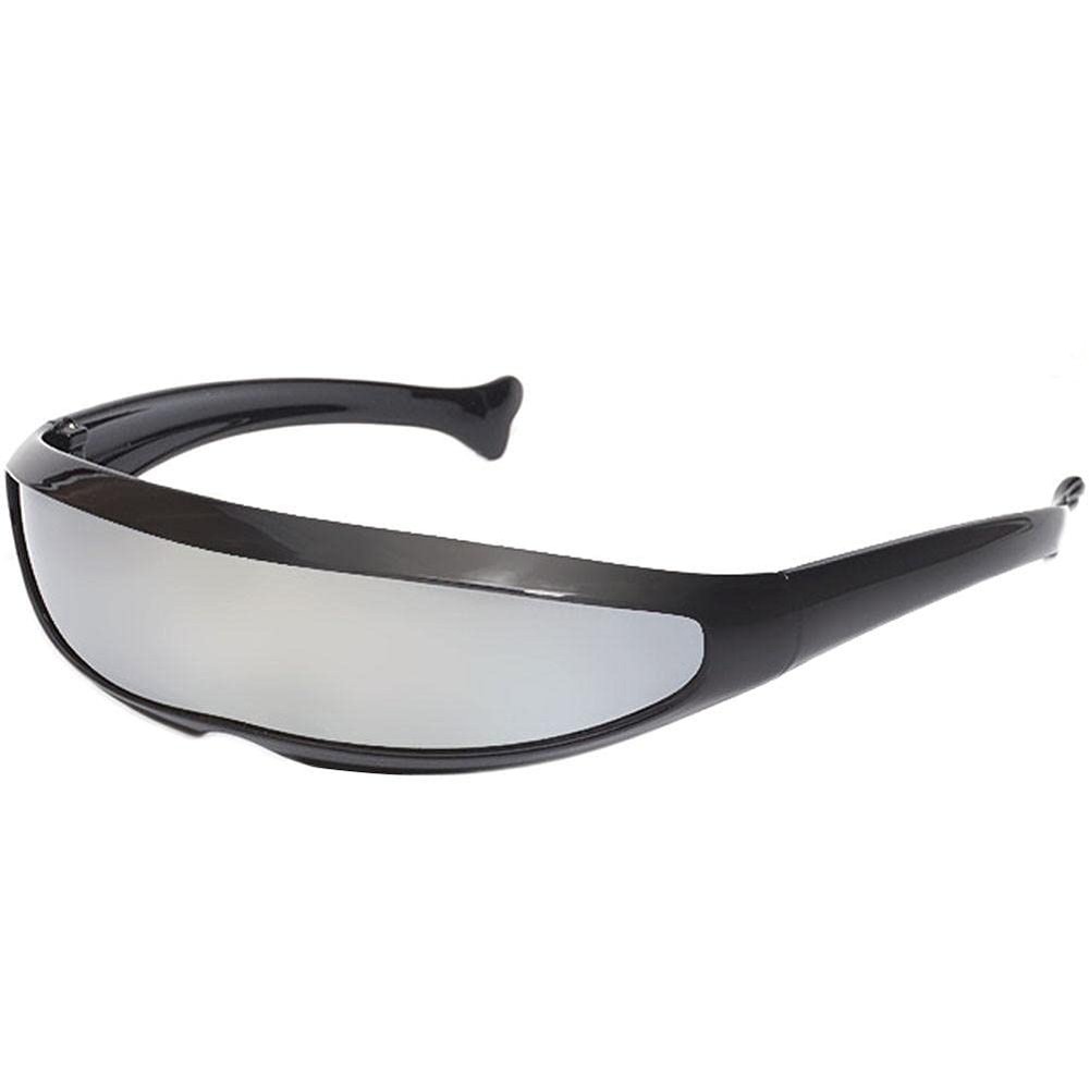 Lipfer Glasses Mirrored Narrow Single Lens Robot Futuristic Sunglasses Cosplay Costume Eyeglasses Photo Props