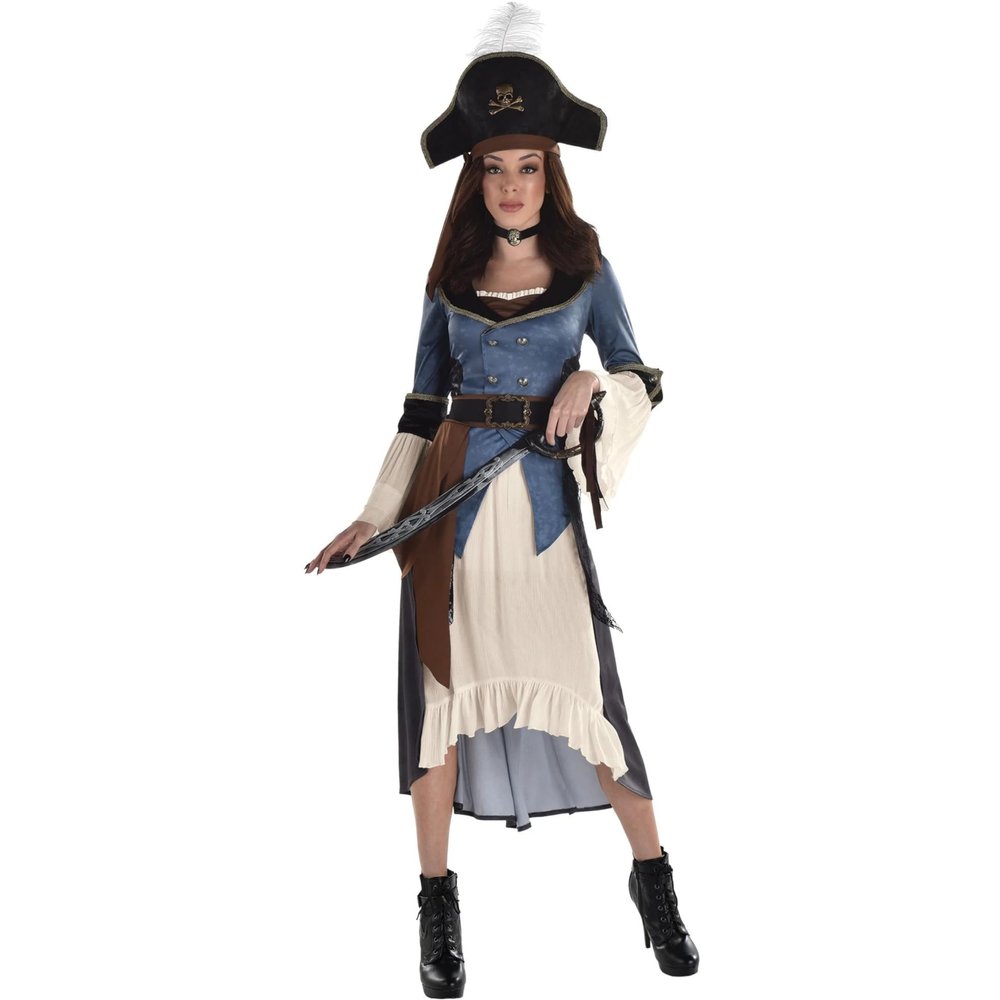 Posh Pirate Costume For Women, Large (10-12)- High-Quality, Comfortable & Multicolor Outfit, Perfect For Halloween, Costume Parties & Role-Play - 1 Set