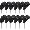 Left Handed Iron Covers Golf Club Iron Covers Black Leather Golf Iron Headcovers Set Left Handed Iron Covers for Golf Clubs Sliver Number Embroidery 12pcs/Set view 1