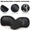 Left Handed Iron Covers Golf Club Iron Covers Black Leather Golf Iron Headcovers Set Left Handed Iron Covers for Golf Clubs Sliver Number Embroidery 12pcs/Set view 4