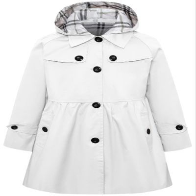 Betusline Girl Trench Coat, Long Sleeve Casual Windbreaker Jacket Outwear Overcoat Dress Coats for Girls, White, 3-4T = Tag 110