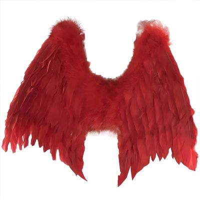 Red Devil Feather Wings (12" x 18") - 1 Pc. - Eye-Catching Design, Best For Halloween, Cosplays & Fun Parties