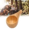 Kuksa Wooden Cup, 30ml Wooden Camp Cup Nordic Style Portable Outdoor Camping Drinking Cup Viking Coffee Mug Portable Wood Coffee Mug with Lanyard for Tea, Whisky view 3