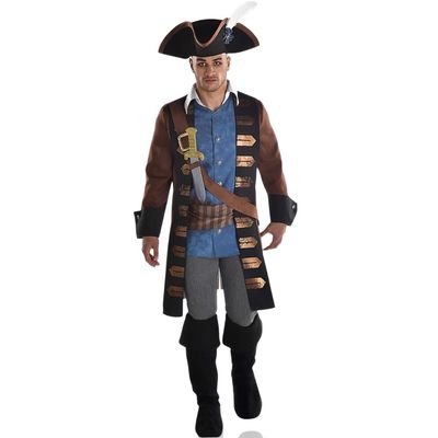 Amscan Shipwrecked Pirate Men's Costume - Plus XXL (48-52) 1 Set - Ideal for Themed Parties & Roleplays, Striking Treasure of Adventure & Imagination