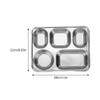 GANAZONO Stainless Steel Divided Plate with Lid 11.02X8.66X1.65In Five Grids Bento Food Compartment Tray for Home Meals Outdoor Camping and Picnics Set of 2 view 2