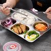 GANAZONO Stainless Steel Divided Plate with Lid 11.02X8.66X1.65In Five Grids Bento Food Compartment Tray for Home Meals Outdoor Camping and Picnics Set of 2 view 4