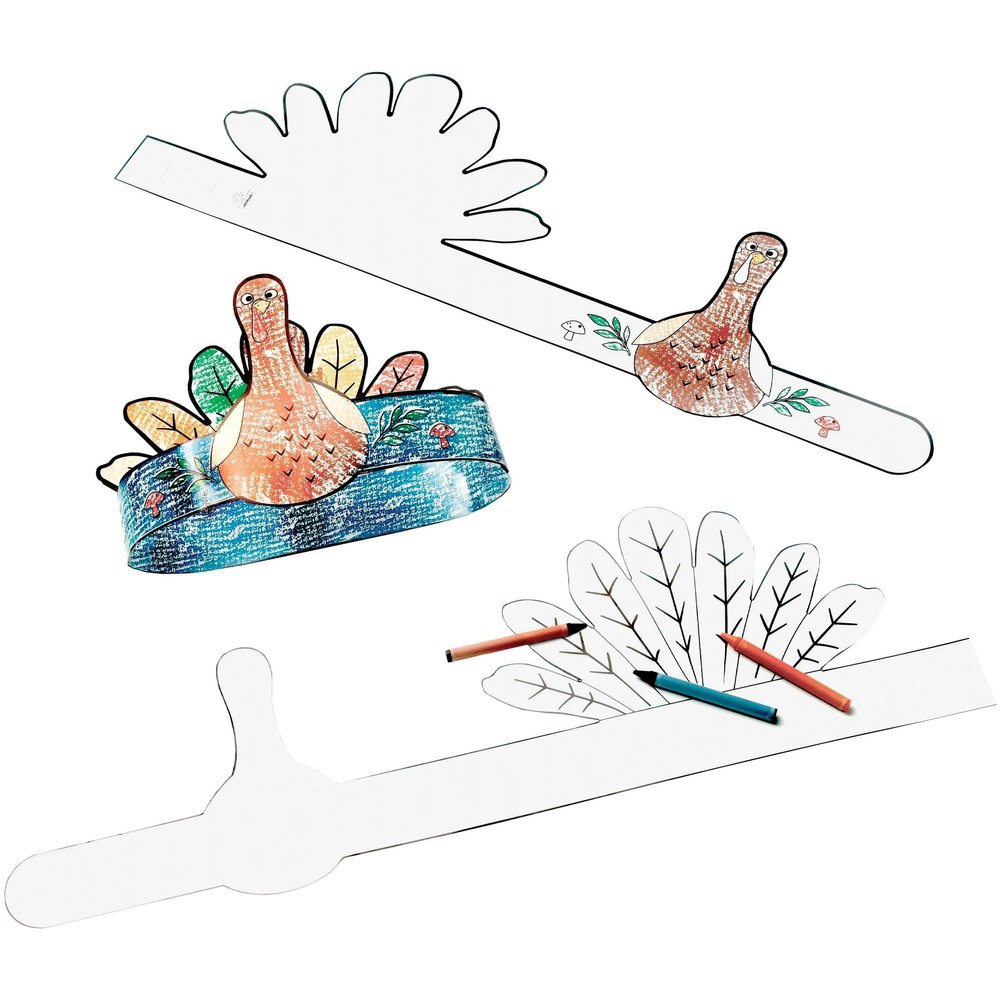 Multicolor Thanksgiving Turkey Hat (Pack Of 8) - 24" | Fun & Festive Craft Kids Activity, Perfect Party Accessory For Holiday Celebrations & Family Gatherings