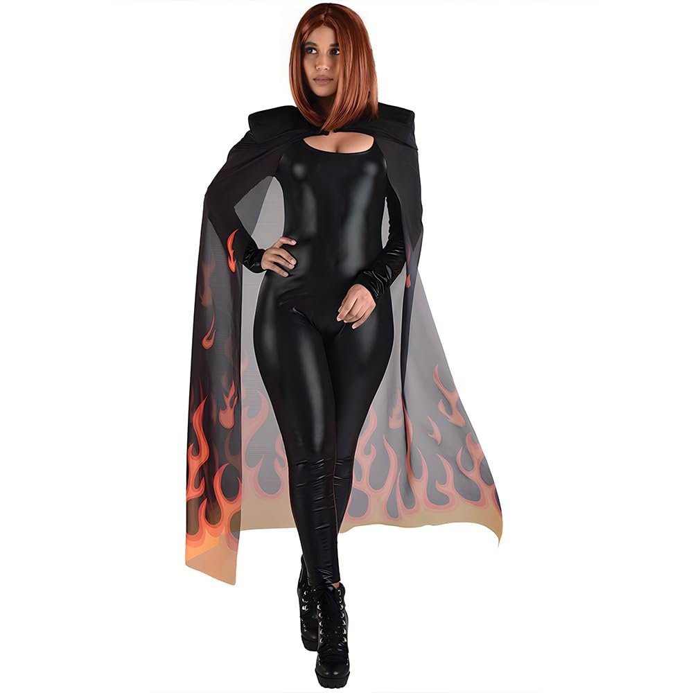 Multicolor Sheer Flame Cape - 1 Pc. - Stunning Design, Perfect Costume Prop For Cosplay, Halloween, Festivals & Parties
