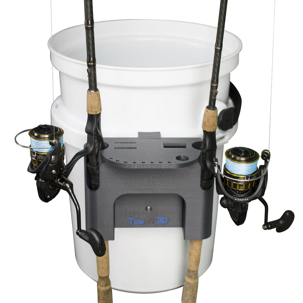 Tideline3D Fishing Rod Holder Compatible with YETI LoadOut Bucket (Dark Gray)